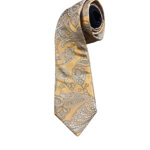 John W. Nordstrom Men's Gold Paisley Silk Necktie Business Formal‎